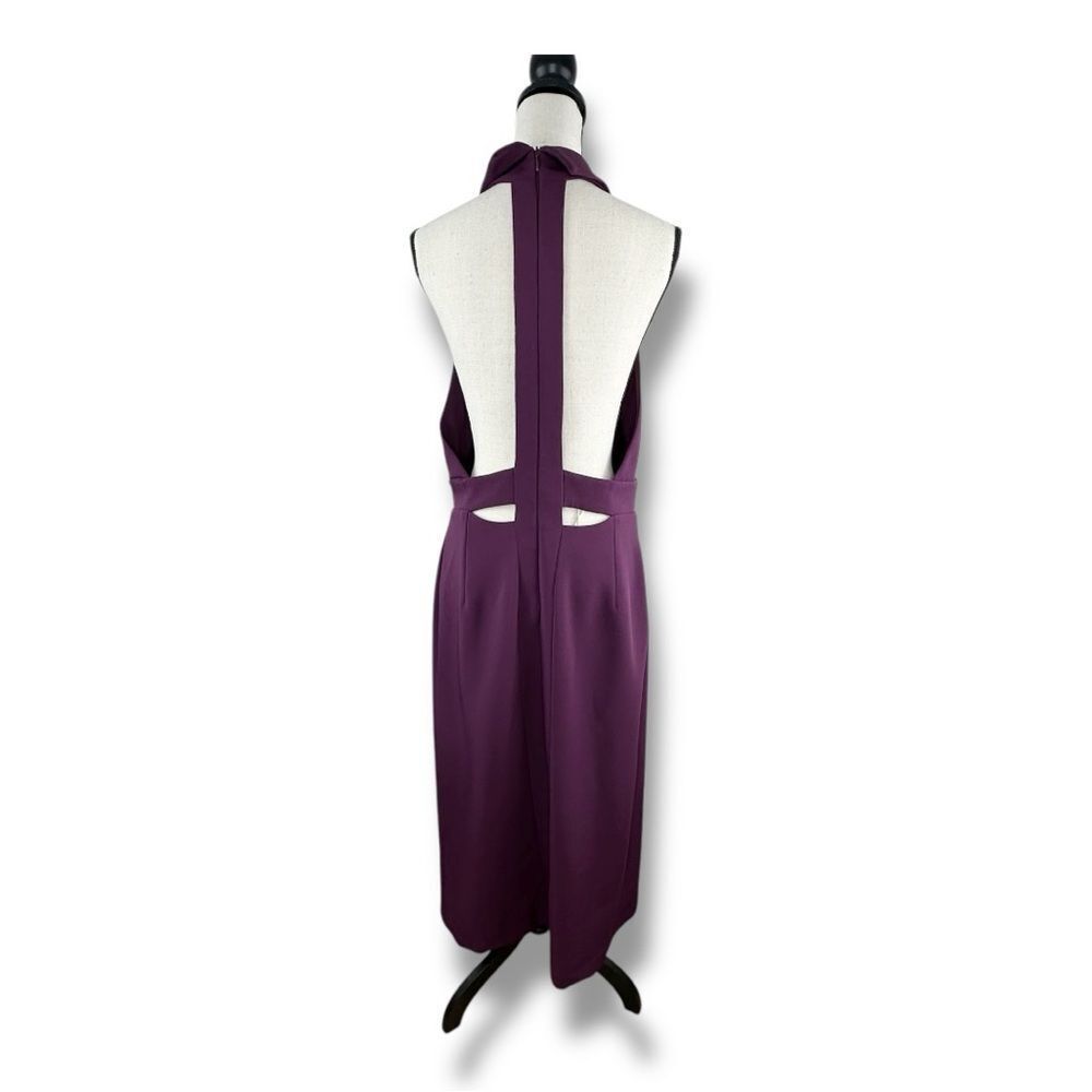 FRAMED Burgundy Deep-V Neck Evening Dress Cut-out Back  Front Wrap Slit New Sz L - Picture 3 of 13